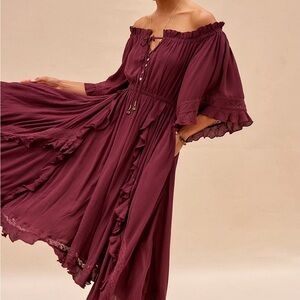 Free People Off-Shoulder Plum Maxi Dress